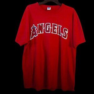 Mens Los Angeles Angels T Shirt Adult Large Red MLB Baseball  Large